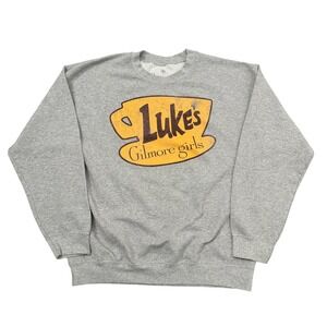 Gilmore Girls Lukes Diner Sweatshirt Gray Crewneck Ripple Junction Size Large